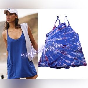 Free People Movement Hot Shot Mini Romper size Medium NEW Radiant Blue Tie Dye